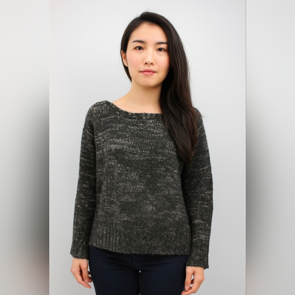 Whimsigoth Goth Vamp Casual Black Gray Winter Knit Acrylic Sweater M (#38)